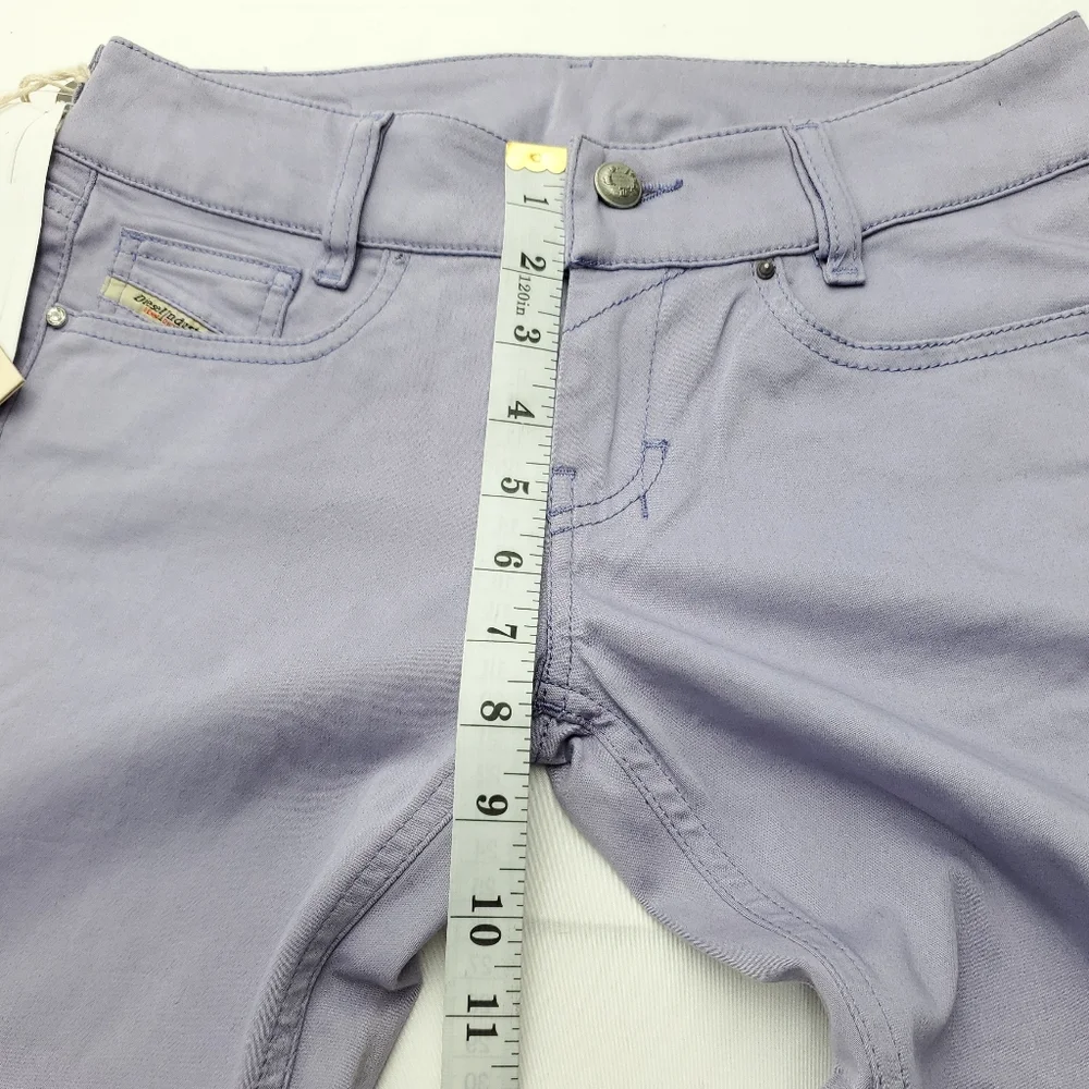NEW Diesel Womens Low Rise Flare Pants Lilac Stretch Cotton Blend Size 25